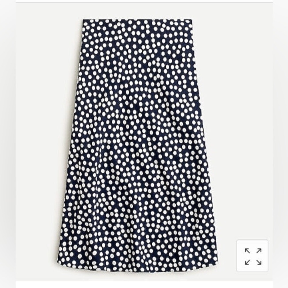 J. Crew Pull-on Slip Skirt in Navy with White Polka Dots